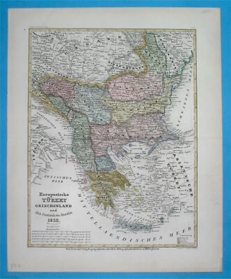 1852 ORIGINAL MAP SERBIA BOSNIA BULGARIA ALBANIA ROMANIA GREECE MOLDAVIA HUNGARY - Image 1 of 4
