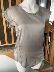 Blusa túnica Apostrophe para mujer XS beige sedoso cuello redondo manga corta - Imagen 1 de 12