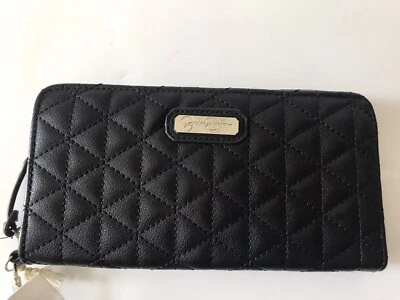 WOMEN'S JESSICA SIMPSON NICKY BLACK/QUILTED TRIANGLE DESIGN ZIP AROUND WALLET NW - Image 1 of 4