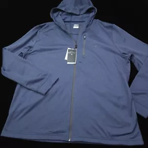NEW! CALLAWAY GOLF HOODIE FULL ZIP SWEATER -XL- NAVY BLUE POLY PERFORMANCE LISLE - Picture 1 of 11