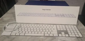 APPLE MAGIC KEYBOARD W/ NUMERIC KEYPAD + LIGHTNING CABLE - A1843 (SILVER/WHITE) - Picture 1 of 7