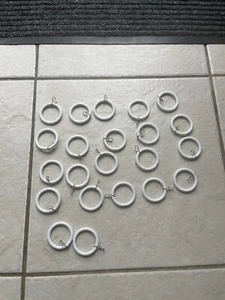 White Wooden Curtain Rings Set 18 - Picture 1 of 2