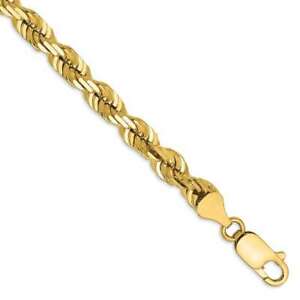 8 " 14K Gelbgold 5.5mm Rautenförmig Seil Mit Karabinerverschluss Kette Armband
