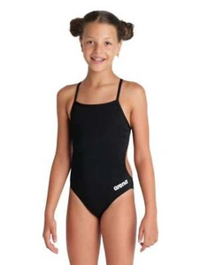 Arena Girls Team Challenge Solid Swimsuit - Black/White - Picture 1 of 4