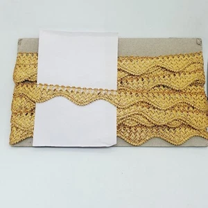 2,5cm Metallic Tiefgold Wellenkante ZOPF Bestickt Band Borte - Bild 1 von 2
