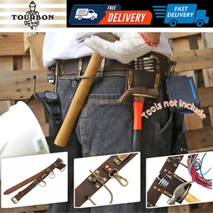 TOURBON Cuero 2" Electricista Herramienta Cinturón Martillo Andamio Soporte Taladro Funda - Imagen 1 de 24