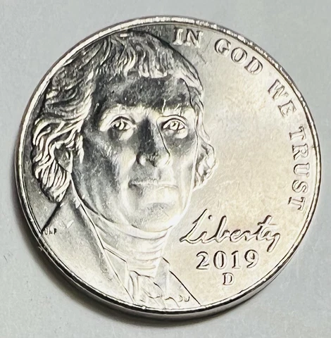 2019 D Denver Liberty Jefferson 5 cent 5c Nickel Coin - Uncirculated Mint BU Cover