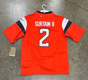 Camiseta Patrick Surtain de los Denver Broncos #2 naranja con parche de capitán - Imagen 1 de 2