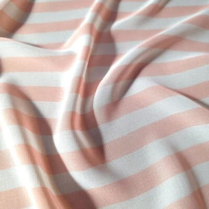 Peach & White Stripe Chiffon Fabric - Sheer Striped Material 58" by the Yard - Picture 1 of 6