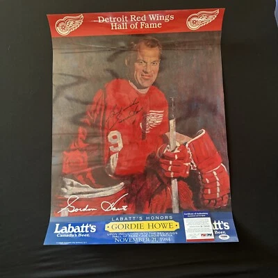 RARE Gordie Howe Signed Labatt's Beer HOF Autographed Poster Red Wings PSA DNA - Image 1 of 4