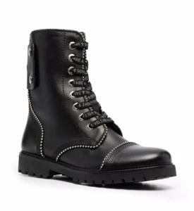 Botas Zadig & Voltaire Joe Tachuelas Cuero Negro Con Cordones Cremallera Logo $548, Talla 37 ¡NUEVAS EN CAJA! - Imagen 1 de 8