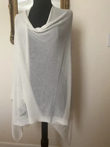 NWT Cezanne Designer White Poncho Wrap Shawl Scarf Top, Soft, Casual One Size - Picture 1 of 11
