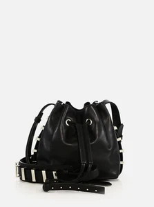 Luana Italy Nico Mini Borsa a Secchiello in Pelle di Ebano Nero - Foto 1 di 9