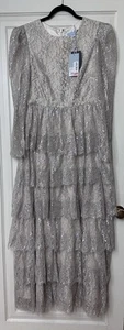 ANTONIO MELANI Born On Fifth Clara Metallic Lace Tiered Ruffled Maxi Dress NWT - Picture 1 of 8