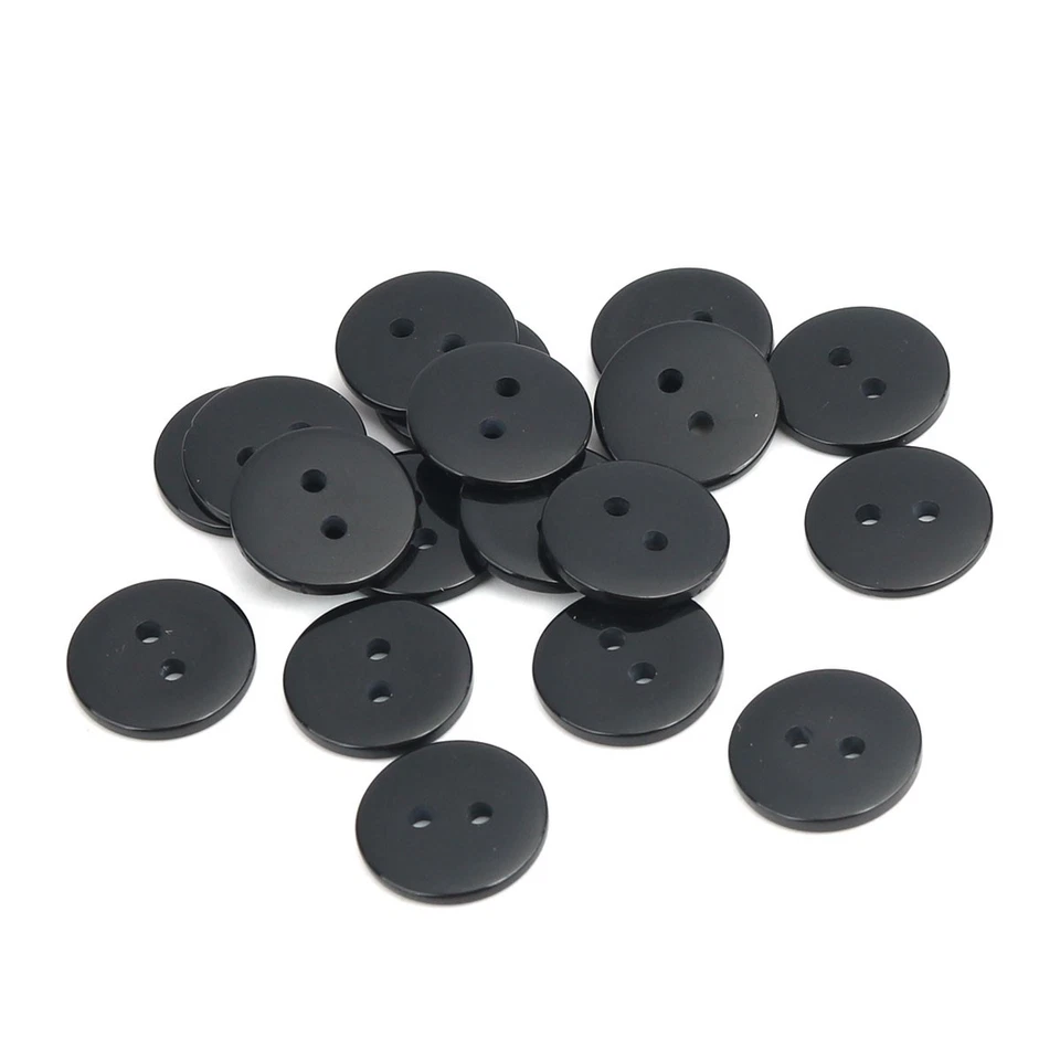 Resin Buttons Black Round 15mm 2-Hole Pack Of 30 - Image 1 of 1