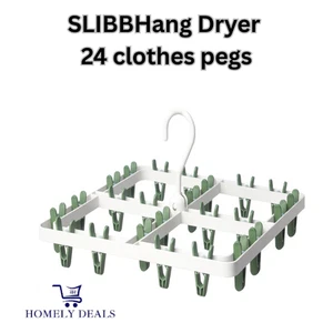 Neu IKEA SLIBB faltbare Socken Trockner Aufhänger Wäscheleine Wäscheständer 24 Klammern - Bild 1 von 6