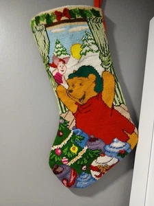 Rare Vintage Disney Store Christmas Stocking Christmas At Our House Needlepoint - Picture 1 of 15
