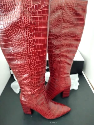 Nine West Womens Adaly Faux Leather Tall Knee-High Boots Red 6.5 Medium (B M) - Image 1 of 4