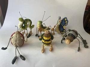 6 VTG Anthropomorphic Bug Shelf Sitter Insect Figurine Ladybug Spider Bee Worm - Picture 1 of 22