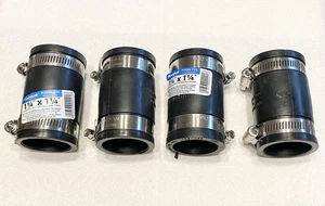 (4 pcs) NEW FERNCO P1056-125 1 1/4" PVC RUBBER BLACK FLEXIBLE COUPLING - Picture 1 of 4