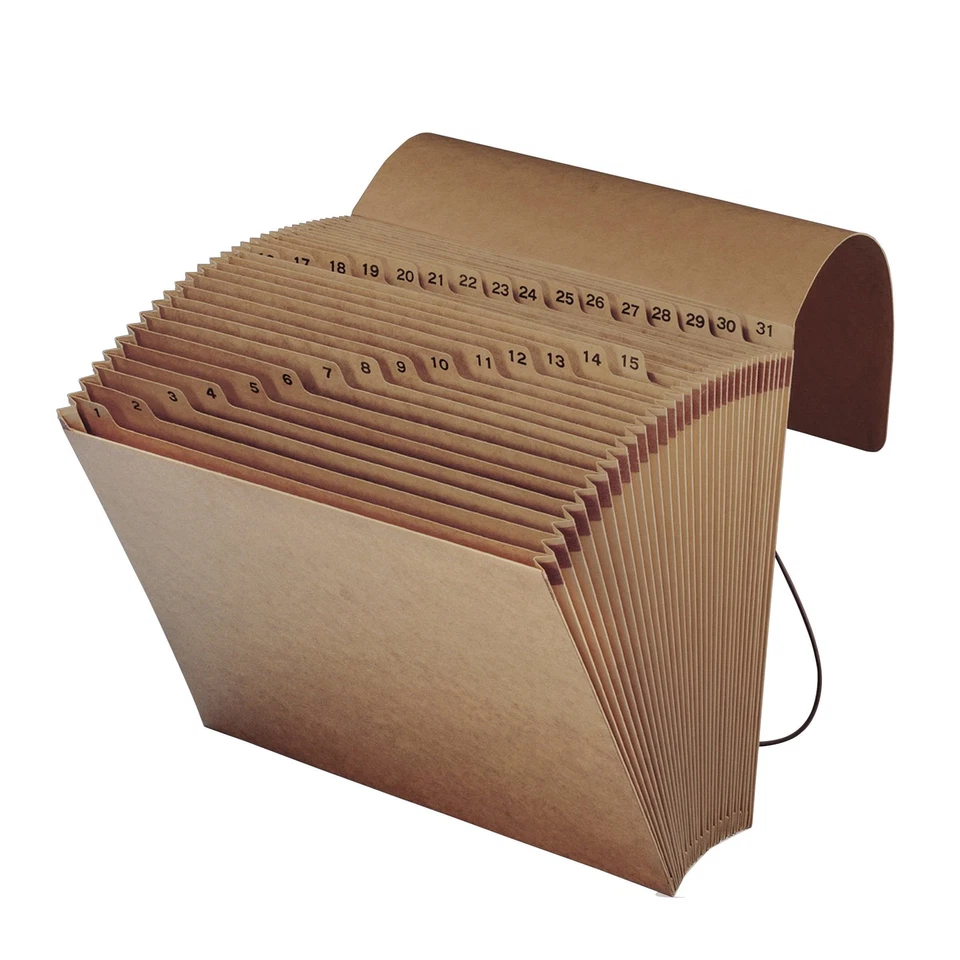   1-31 Indexed Expanding Files, 31 Pockets, Kraft, Letter, Brown - Image 1 of 4