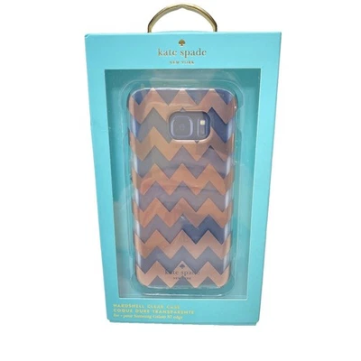 Kate Spade Samsung S7 Edge Phone Case Hardshell Cover Chevron Rose Gold Clear - Image 1 of 4