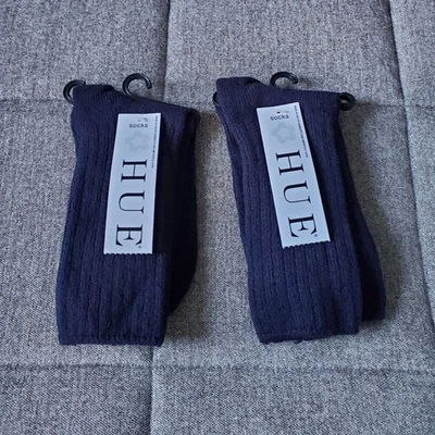 Hue | Ribbed Boot Socks 2 Pairs Navy (Solid) One Size - Image 1 of 4