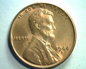 1944-S LINCOLN CENT PENNY GEM UNCIRCULATED RED / BROWN GEM UNC. R/B 99c Versand - Bild 1 von 2
