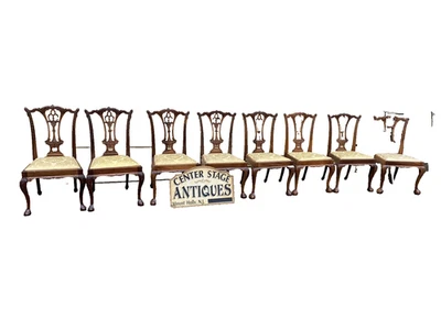 65823 Set of 8 GEORGIAN Furnishings  Solid Mahogany Dining Chairs - Image 1 of 4