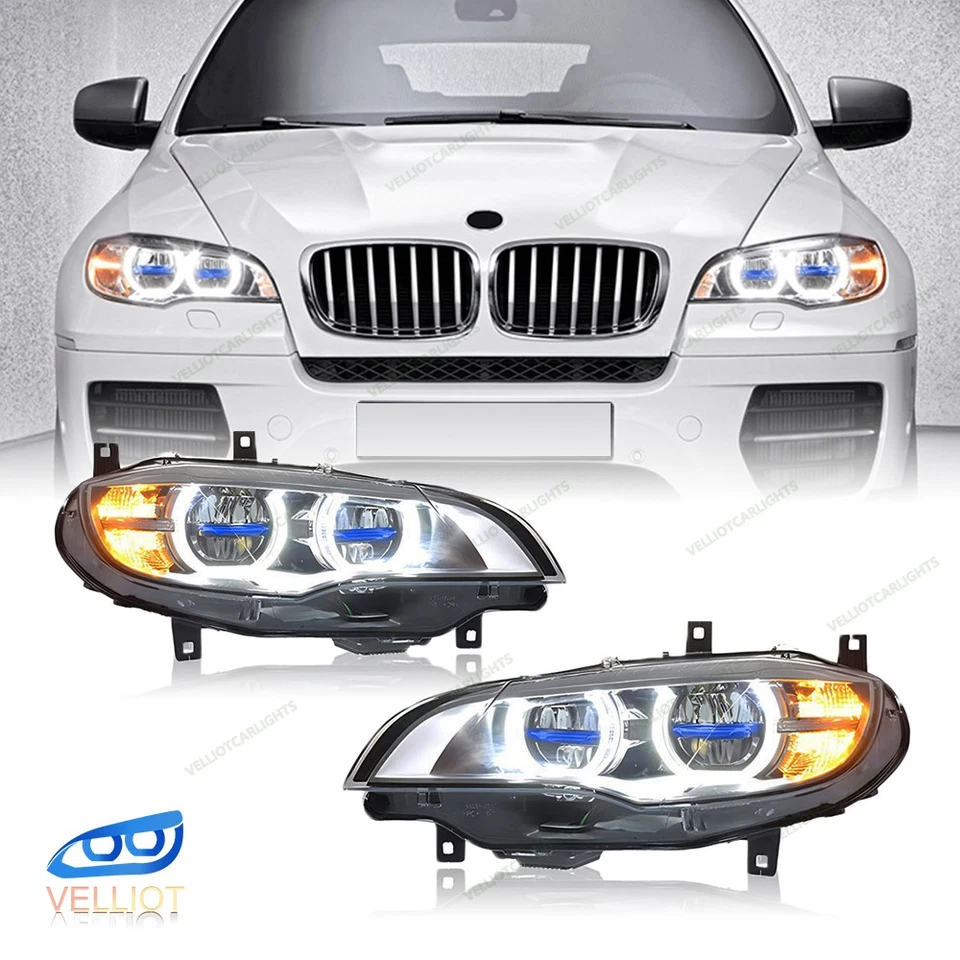 LED Laser Headlights For 2008-2013 BMW X6 E71 Xenon Headlamps Assembly Foto 1 de 4