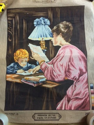 Toile CANEVAS Tapisserie MARGOT Première dictée VINTAGE à réaliser NEUF - Photo 1/2