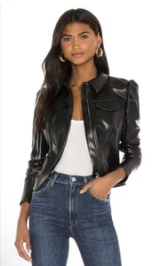 Giacca di pelle Jonathan Simkhai Standard Wyatt Vegan nera XS NUOVA CON ETICHETTE $475 - Foto 1 di 9