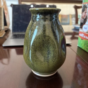 Ben Owen Master Potter Frogskin Green Vase Pottery North Carolina 5 3/4 - Bild 1 von 6