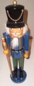 Traditions 14" Nutcracker Wood Soldier Blue Uniform Black Hat NO FLAWS - Picture 1 of 2