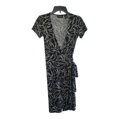 New York & Company Wrap Dress XS Women Black White Short Sleeve Side Tie - Image 1 of 4