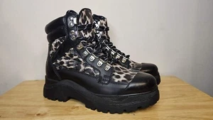 WOMEN’S BOOTS SIZE 6.5 ALDO HIKERR HIKING BOOT Black/ Animal Print - Picture 1 of 10