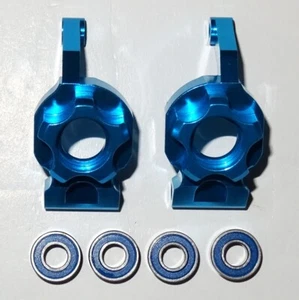 TAMIYA TT02B BUGGY REAR HUB ALUMINIUM UPGRADE PAIR C/W 4 BEARINGS UK SELLER - Picture 1 of 9
