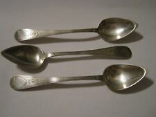 3 French Silver "HB" Coffee Spoons 1819-1838 Hallmarks, 5.5" Hand Chased Shields