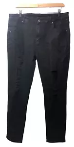 Roswear Womens Denim Black Stretch Jeans Straight Size XL Long Pants with Pocket - Picture 1 of 5