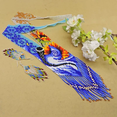 NUEVO Collar Hecho a Mano Turquesa Cuentas Largas Boho Semilla Cuentas Borla Hecho a Mano Foto 1 de 4