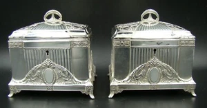 ORIGINAL GERMAN ART NOUVEAU WMF Silver Plate Jewelry Box Matching Pair, ca 1890 - Picture 1 of 12