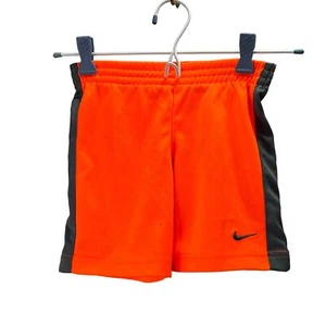 Nike Shorts size 4 Boys Kids Neon Orange Gray Swoosh Elastic Waist - Picture 1 of 5