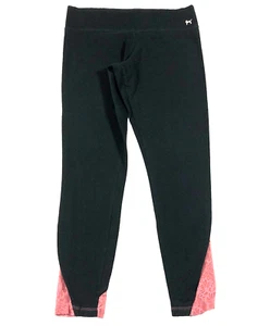 PINK Yoga Victorias Secret Damen Leggings Größe L schwarz Spitze Logo schmales Bein - Bild 1 von 14