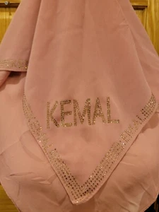 Women's KEMAL 36"x32" Head Wrap Chiffon Scarf Hijab ~ Blush Pink Cream - Picture 1 of 2
