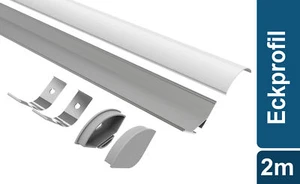 Led Alu Profil 2 m ER20 Set Strip / Streifen 20 mm breit | Abdeckung mattiert - Bild 1 von 8