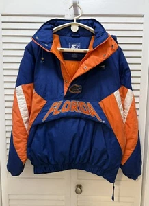 VINTAGE STARTER FLORIDA GATORS HOODED PUFFER JACKET NCAA HALF ZIP SIDE ZIP - XL- - Picture 1 of 8