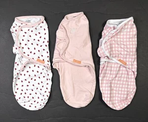 SwaddleMe Lot Of 3 Small/Med 0-3 Months Pink Girl Ladybug Original Swaddle - Picture 1 of 9