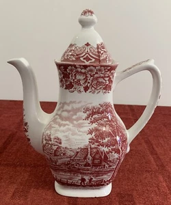 W H Grindley & Co Ltd Homeland Red / Pink Coffee Pot App 24.5cm Tall - Picture 1 of 12