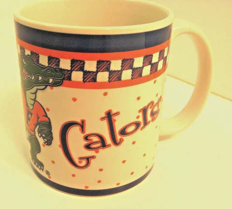 Florida Gators NCAA Mug Cup Blue Orange White Ceramic Cover