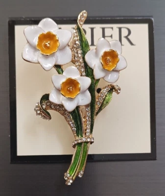 Nuevo prendedor de ramo de narciso tono dorado Napier Foto 1 de 4